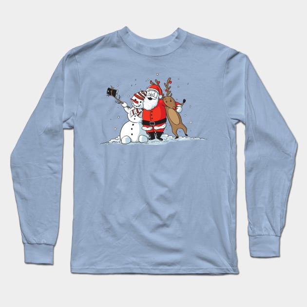 Santa's Selfie Long Sleeve T-Shirt by kursatunsal